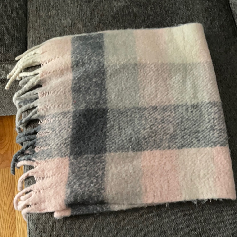 Oversized plaid blanket scarf
